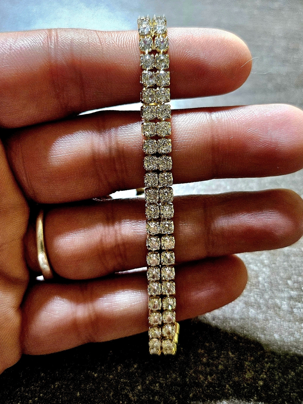 18k Gold Filled Clear Crystal Tennis Bracelet